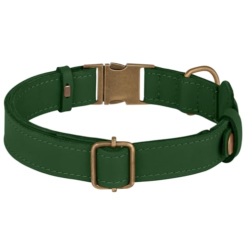 BUDKAS AirTag Dog Collar - Genuine Leather Dog Collar with Apple AirTag Holder and Metal Buckle - Smart GPS Tracking Pet Collars (Dark Green, L, 17"-21" Neck Fit) by BUDKAS - Image 9