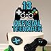 13th Official Teenager Cake Topper Decorations - Birthday Theme Picks Cheers To 13 Years Old Game Party Decoration Handmade Black Gold Red Blue Glitter- LIANGSS