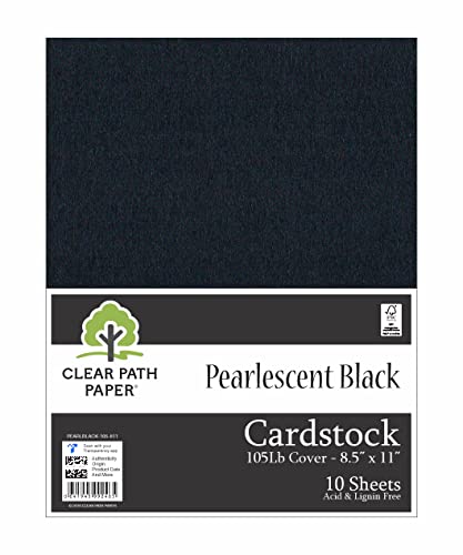 Pearlescent Black Cardstock - 8.5 X 11 Inch - 105Lb Cover - 10 Sheets - Clear Path Paper #TOP7