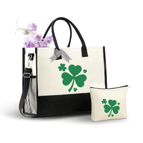 Image of InnoBeta Irish Gifts for Women Canvas Tote Bag, Irish Gifts Tote with Top Zipper Closure and Shoulder Strap for Birthday, Mother's Day, Christmas