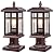 Bronze Post Light 2 Packs, Hardwired Anti-Rust Exterior Light Fixture Brown, Waterproof Outside Lamp Post with Pier Mount, Exterior Pole Lantern for Garden Yard Patio Path
