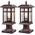 Bronze Post Light 2 Packs, Hardwired Anti-Rust Exterior Light Fixture Brown, Waterproof Outside Lamp Post with Pier Mount, Exterior Pole Lantern for Garden Yard Patio Path
