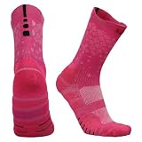 WANGSHUO calcetín Calcetines De Baloncesto Antideslizantes Tubo Medio Grosado Amortiguador Fondo La Toalla Respirable Absorbente Humedad Deportivos Carrera-Rosa-un Tamaño39-45