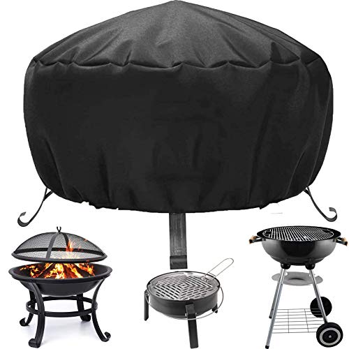 Runde Feuerstelle Schutzhülle, 85 x 40 cm mit Kordelzug für Wasserdicht, Winddicht, UV Beständiges für Ofen, Esstisch und Stühle, Garten und Terrasse