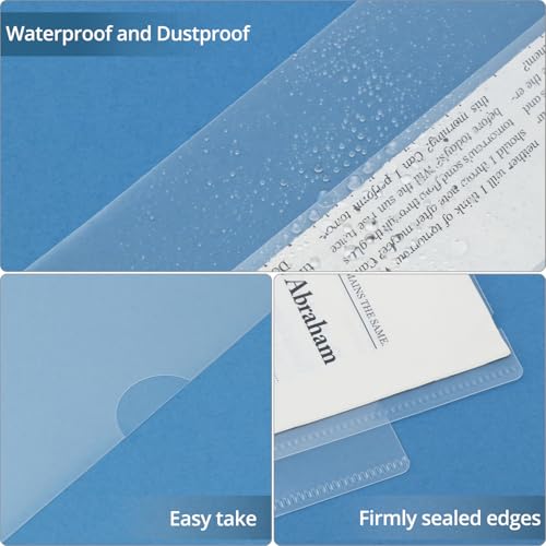QWORK® 30 Stück Extra Stark Klarsicht Aktenhüllen A4, 220µ PP, Wasserdicht Klarsichthüllen mit oberen und seitlichen Öffnungen