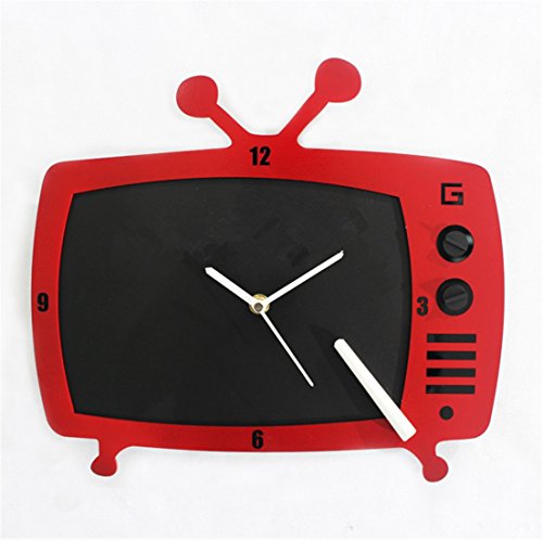 Bacheca, lavagna, orologio rosso a forma di televisore