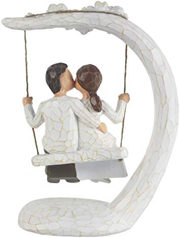 Aoneky Wedding Anniversary Present for Couple - Engagement Figurine for Her, Him - Wife and Husband Love Sculpture, Home, Office, Car Decorations, Novelty Ornaments (White Swing)