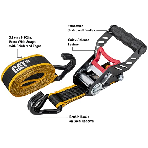 Cat Ratcheting Tie Down 4 Piece Strap Set, Ratchet Straps, 1,100 Pound