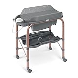 Sorelle Furniture Bagnetto Cambio Portable Baby Bathtub with Changing Table, Foldable Infant Diaper Changing Station with Storage Tray, Waterproof Pad, Nursery Organizer Bath Stand with 4 Wheels