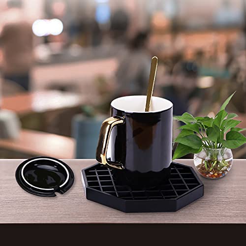 Happy Reunion Drip Trays 4" Coffee Countertop Octagon Drip Tray Black Plastic Coffee Drip Tray With Honeycomb Grid, Pack Of 2 (2 Pcs 4") #TOP3