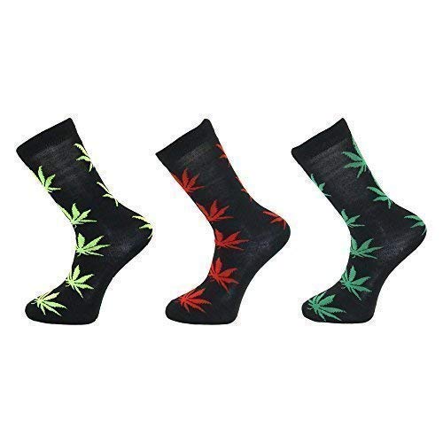 Robelli Unisex Black Pack Of 3 Cotton Blend Cannabis Leaf Socks