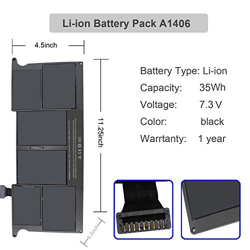 An·gwel 7.3V 35Wh Replacement Battery For Apple Macbook Air 11" A1406 (2011) A1465 (2012) A1465 (Mid 2012) - 1 Year Warranty #TOP1
