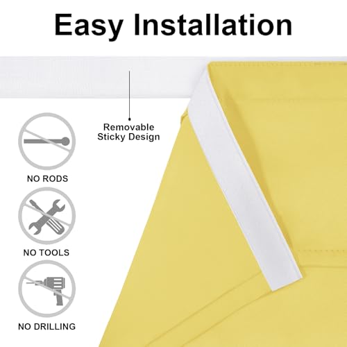 DWCN French Door Curtains – Blackout Thermal Insulated & Privacy Protecting Door Panel Curtain with Adhesive Tape for Doors with Glass Window and Patio Doors, 26W x 68L Inches, Yellow,1 Panel by DWCN - Image 2