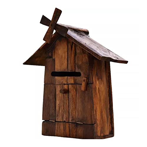 Boîtes aux lettres américaines Boîte Aux Lettres Moulin À Vent, Boîte Aux Lettres En Bois, Boîte Aux Lettres Murale En Bois Vintage Verrouillable Pour L'extérieur, Peut Être Placée Dans Les Chalets