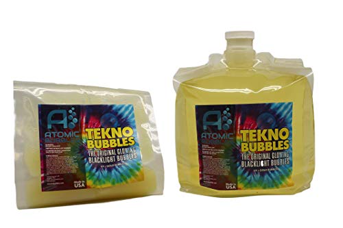 Atomic Bubbles: Tekno Bubbles 128oz Smart Pouch Refill - Gold - UV Blacklight Glow Bubbles, Glow Parties, Indoor & Outdoor, Safe for Kids, Non-Toxic