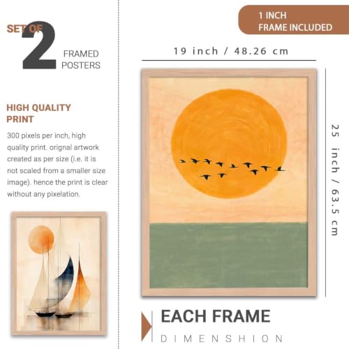 Image of kotart Modern frame Art Home Decoration Paintings With Frame For Living Room Bed Room Hotel Wall Decor Digital Reprint Set of 2 (19X25 inch)