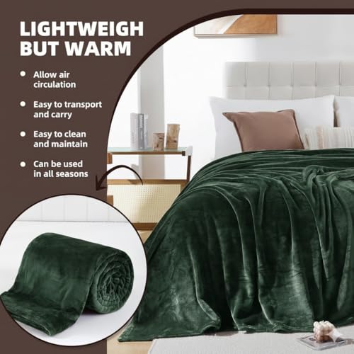 Image of Harleen Blankets, 250 GSM Super Soft Flannel Cozy Blankets for Double Bed, Washable Lightweight Blanket for Couch Sofa Bed Office, Warm Plush Blankets for All Season (90 inchx90 inch) (Green, Double)