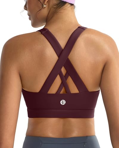 Image of RUNNING GIRL Sports Bras for Women,Padded Strappy Sports Bras Criss-Cross Back Medium Support Sports Bras with Removable Cups