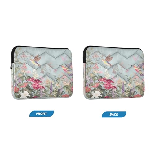 Funda para portátil de 13-14 pulgadas con diseño de flores y colibríes miniatura 2