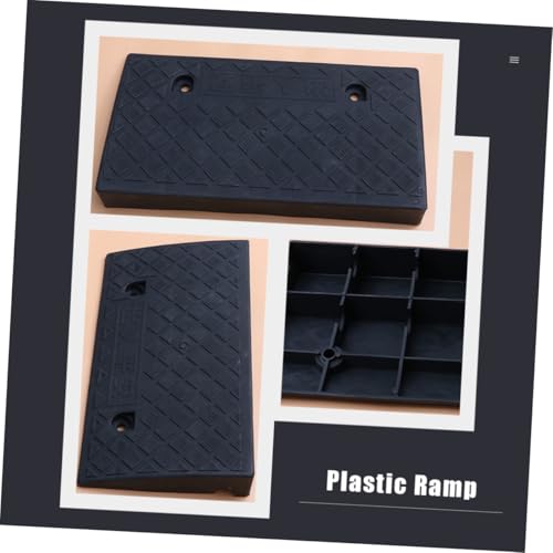 Rampa de bordillo para auto SOLUSTRE, rampa de carga de plástico de 50 x 27 x 9 cm, color negro, para motocicleta y acceso a cochera y entrada miniatura 3