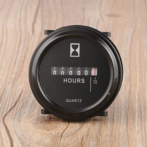 MachinYester 2 Inch Round Hour Meter Hourmeter Cart Marine Boat Generator Engine 1075Hz 0.3W 6-80Vvolt DC Black(black)