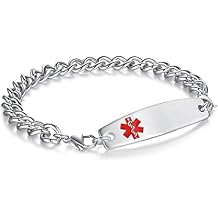 LinnaLove Interchangeable medical alert bracelets for men women Stainless steel Customizable id bracelets