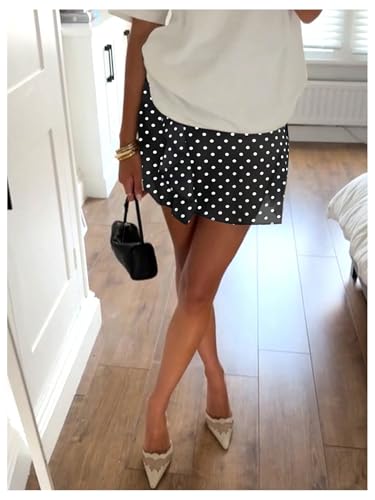 Milumia Women's Polka Dots Ruffle Mini Skirt Elastic Waist Flare Hem Casual Skirts3