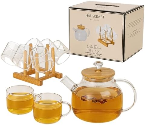 Conjunto de Chaleira de Vidro para Chá, 1L, com 6 Xícaras e Supor...