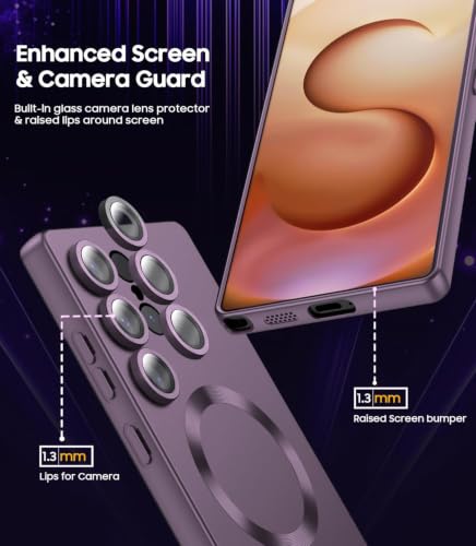 Image of DIZORO Samsung S25 Ultra Case, Compatible with Mag Safe, Matte Luxury Metallic Luster Flexible TPU Wireless Charging Shockproof Case with Camera Protector Protector - Deep