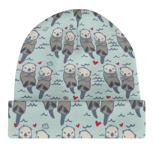 Cute Lovely Otters in The Sea Kids Beanie Hat for for Girls Boys Children Cap Winter Knitted Chemo Cancer Headwear Accessories Gifts Decoration Black4