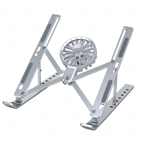 Image of Kian Adjustable Laptop Stand with Detachable Fan| Foldable Portable Holder Compatible for Laptops | Adjustable Height & Angle Holder (Multi Color)(Pack of 1)
