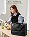 LOVEVOOK Lunch Tote Bag for Women, 15.6 Inch Laptop Bag with Insulated Lunch Compartment, Quilted Large Capacity Computer Handbag with Purse for Business, Work, Nurse, Office, Collage, Casual, Black