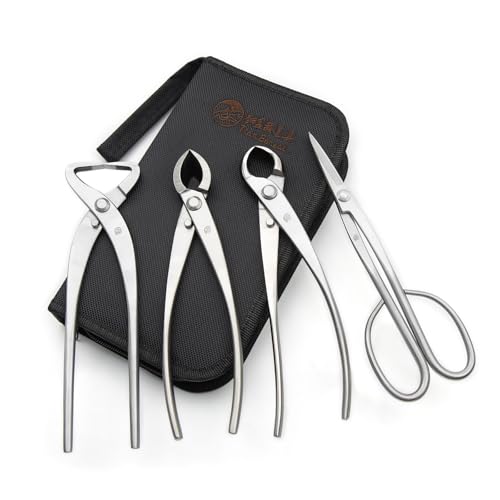 TianBonsai 4-PCS Bonsai Tool Set Including Concave Cutter Straight Edge Cutter Trunk Splitter And...