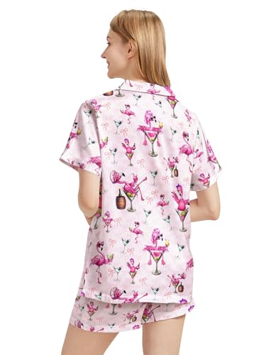 Image of Women's Pajama Sets Funny Pajamas for Women Set Comfortable 2 Piece Button Down Tops & Shorts Sleepwear Short Sleeve