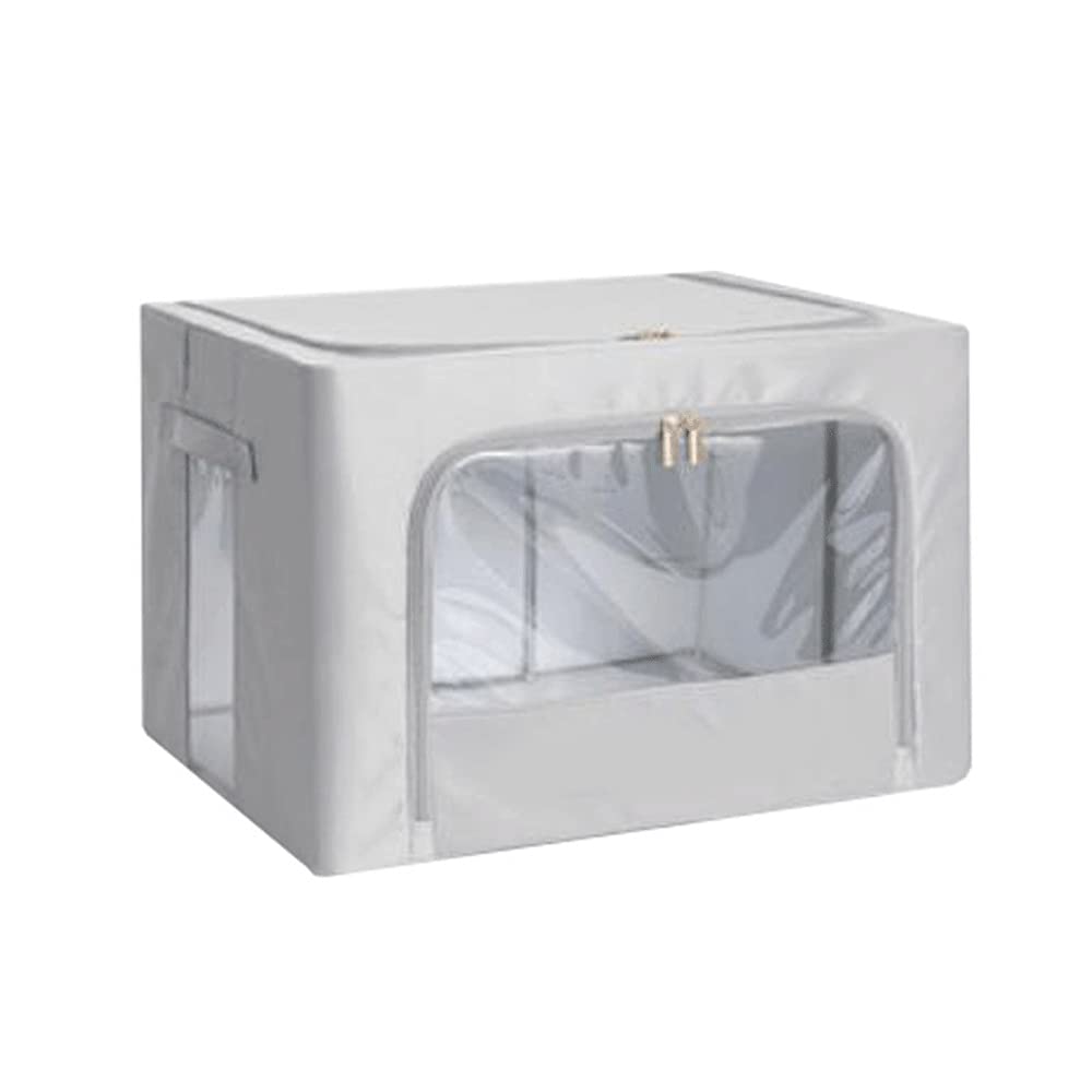 Hanging Basket 1Pcs Stackable Storage Bins Box,Durable Handles Solid Bottom With Metal Frame for Clothes, Beddings - Clear Window With Label Holder and Zipper,color :Blue,Gray,Pink (Color : Gr