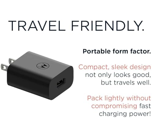 Image of Motorola 20W Turbo Power Charger Adapter | Fast Charging USB-C Wall Charger | Compatible with Motorola Edge 20 /30, Moto G60 /G71 /G82, Moto E40, One Fusion+ & More