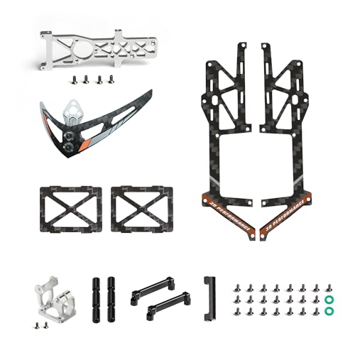 OMPHBBY M1 Upgrade to EVO Accessory Pack -Main Motor Mount & Tail Boom Mount & Tail Motor Mount & Vertical Stabilizer Set & Fuselage Left and Right Carbon Fiber Board-Orange