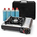 XENPER Camping Gas Portatil con Bombona, Pack Hornillo + 4 Cartuchos, Cocinal, Infernillo, Fogareiro, Hornillo Camping Gas Portátil.