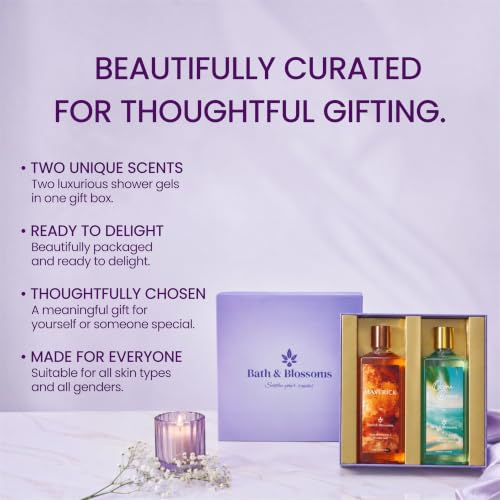 Image of Bath & Blossoms Maverick & Ocean Breeze | Duo Shower Gel Collection | Crisp Aquatic meets Bold Citrus & Spice | 2 x 260 ml | Aloe Vera & Vitamin E | Vegan & Paraben Free | Premium Body Care | Luxury Gifting
