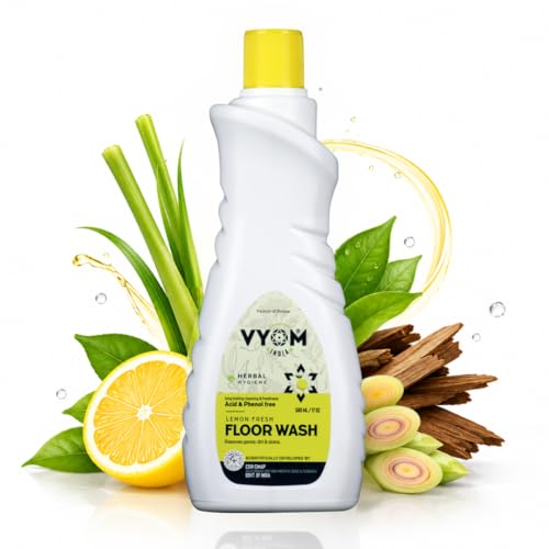 Image of Vyom India Floor Cleaning Liquid - 500ml | Safe for Infants, Kid & Pet | Plant-Based, Eco-Friendly Natural Disinfectant - Lemongrass & Cedarwood, Phenyl & Acid Free | Ideal For Floor, Tile, Marbles