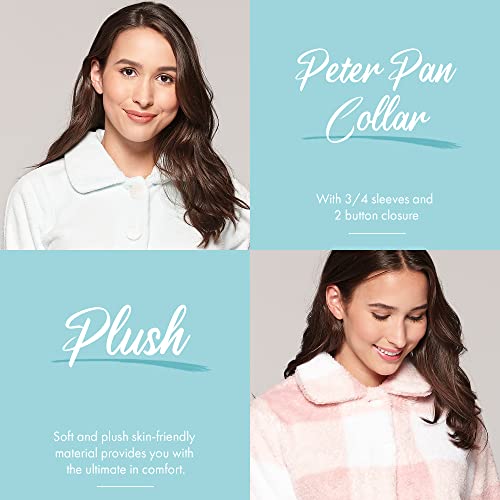 CASUAL MOMENTS womens Bed Jacket With Peter Pan Collar and Patch Pockets, Light Blue, Large Petite US