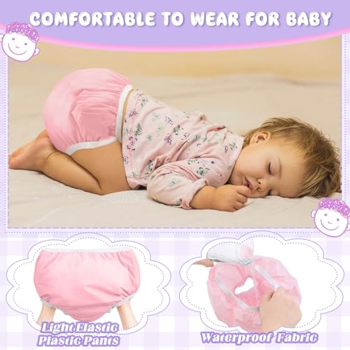 Funtery 12 Packs Waterproof Plastic Pants for Toddlers Reusable Diaper Covers Unisex Baby Potty Training Underwear Covers (Colorful,4t)