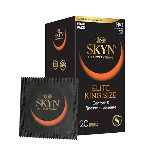 SKYN Elite King Size : Lot de 20 Préservatifs Extra large et ultra fins, sans latex SKYNFEEL pour Homme/Fins, Lisses, Forme Droite/Largeur Nominale 56mm