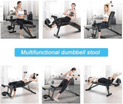 Multifunctionele spierbank, verstelbaar, inklapbaar, met curler-poten, voor full-body training, fitnessstudio thuis - Afbeelding 3