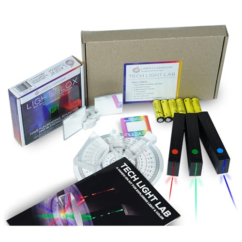 Image of Tech Light Lab LED Optics Kit - LED Color Mixing Educational Kit for Grades 2-8 (Red Green Blue 3-Pack) - Transforms into Ray Box - Reflection and Refraction Optics Experiments for Kids