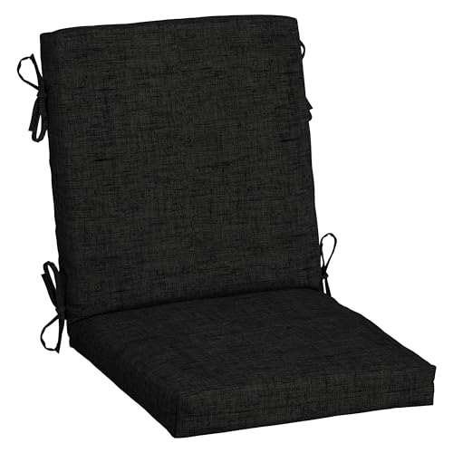 Image of Arden Outdoor Midback Chair Cushion, 18 x 16.5, Rain-Proof, Fade Resistant Black Leala