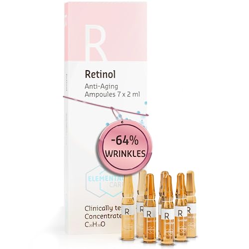 Elemental Care Retinol Ampoules 7 x 2 ml – Facial Retinol Serum – Powerful Skincare Booster to Help Reduce Wrinkles, Fine Lines and Dark Circles – Supports Skin Renewal and Radiance