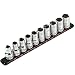 ARES 70342-1/2-Inch Drive Aluminum Socket Organizer - Store up to 10 Sockets and Keep Your Tool Box Organized - Sockets Will Not Fall Off this Rail