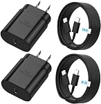 TT&C 25W Charger for Android, Super Fast Charging USB C Block & Type C Charge Cable Cord (6ft & 10ft) Compatible with Samsung Galaxy S26, S25, S24 Plus, S23, S22 & for iPhone 17/16/15- Black 2-Pack