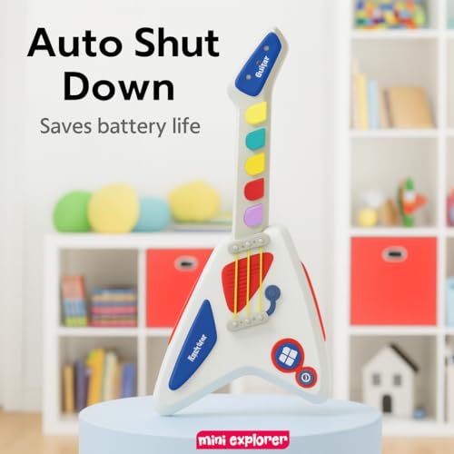 Image of MiniExplorer Kids Electric Guitar Toy | 4 Sound Modes Musical Instrument for Toddlers & Kids | Interactive Music Learning for Beginners | Educational & Fun Toy Gift for Boys & Girls Ages 1+